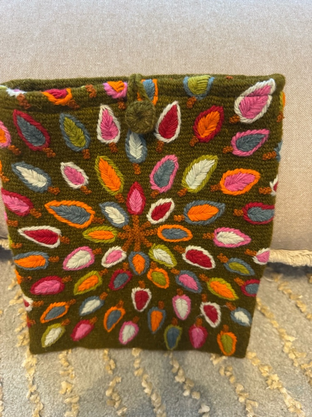 Jenny Krauss Embroidered Wool Pouch Clutch Tablet Pouch – Boho – Artisan – EUC - Picture 3 of 6